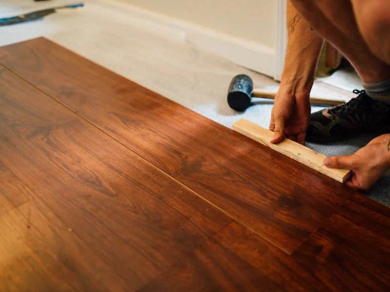 Intersection of different hardwood flooring